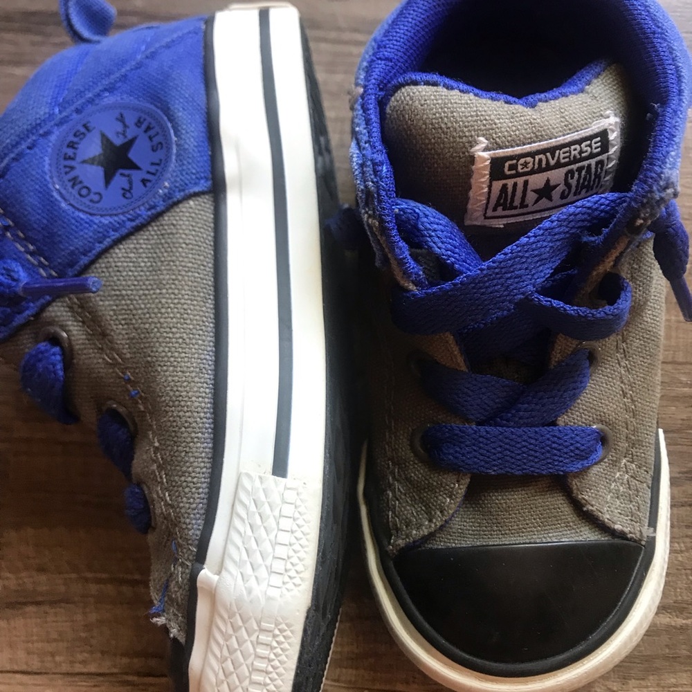 Blue and grey Hi-Top Boys Converse. Size 7